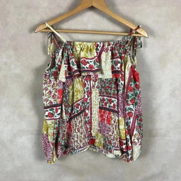 BOOHOO Bandana Floral Patchwork Off The Shoulder Top NEW US 16 (Large) - Picture 9 of 10